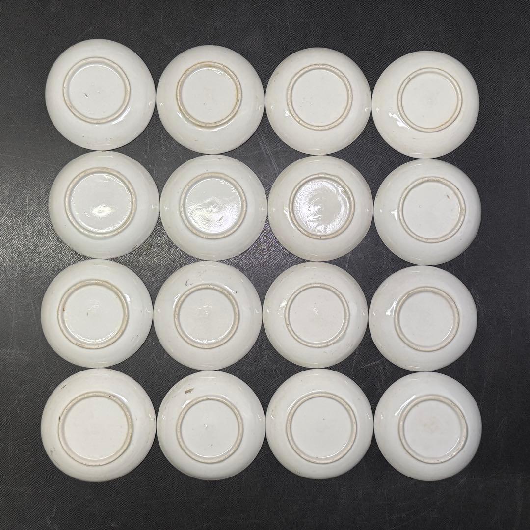 時代 九谷焼 小皿10.5cm 16枚【無傷】浦島太郎 明治 骨董 アンティーク