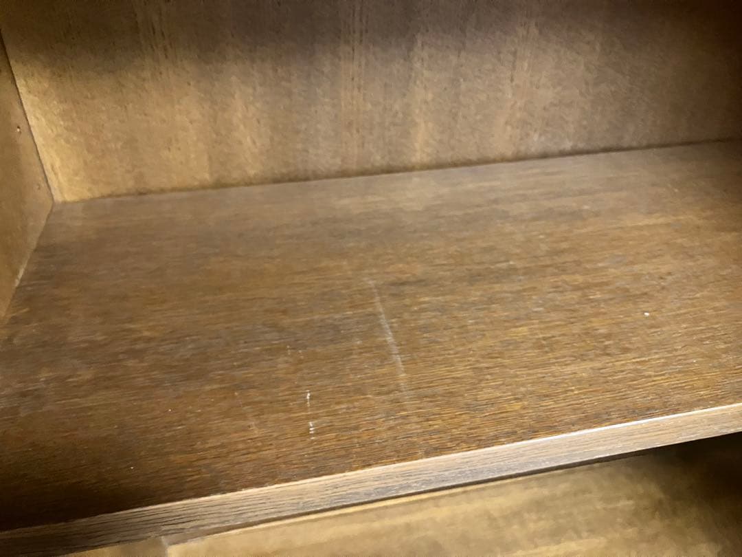 伊勢丹購入　書棚　ガラス戸　引き出し　シェルフ　木工　工芸　アンティークす