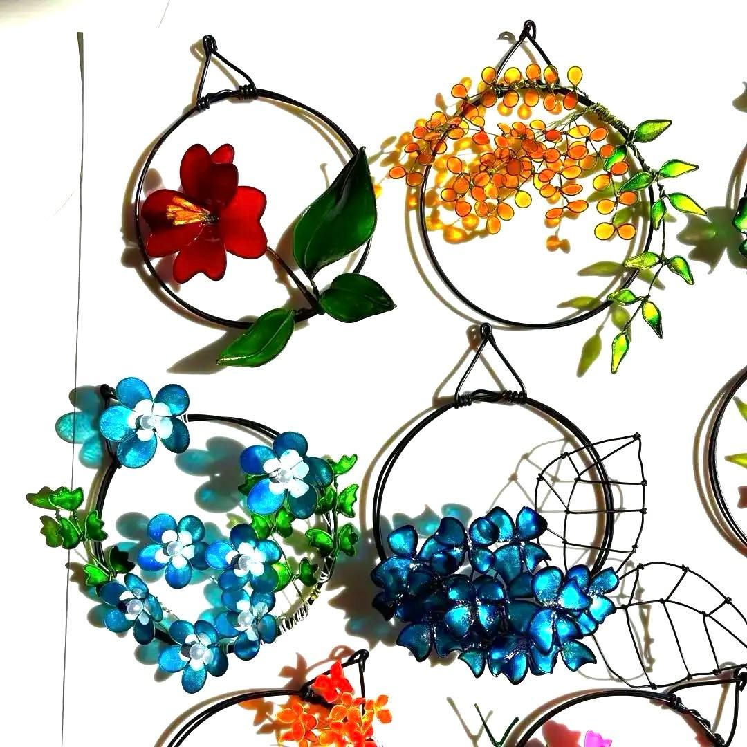 ミニリース12点セット　ワイヤークラフト　ディップアート　壁飾り　インテリア