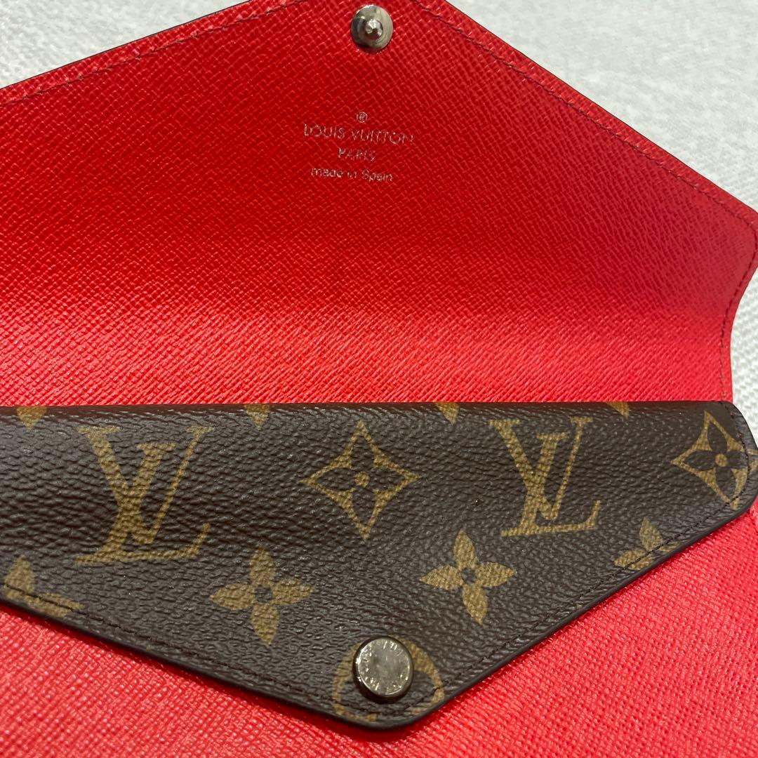 超美品Louis Vuitton 長財布 レッド20㌢×10㌢