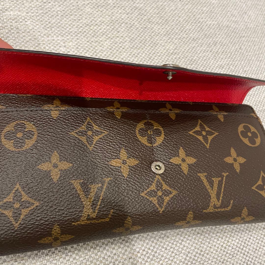 超美品Louis Vuitton 長財布 レッド20㌢×10㌢