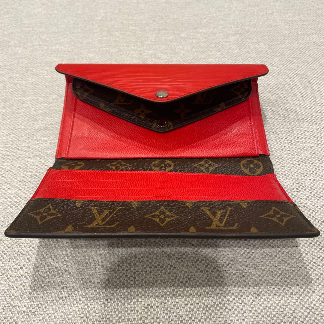 超美品Louis Vuitton 長財布 レッド20㌢×10㌢