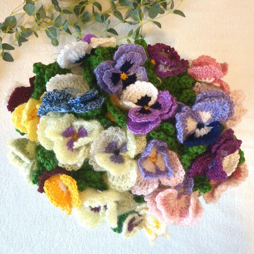 ブーケブランケット 花束ブランケット パンジー リボン