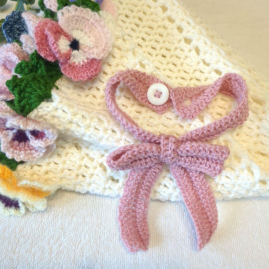 ブーケブランケット 花束ブランケット パンジー リボン