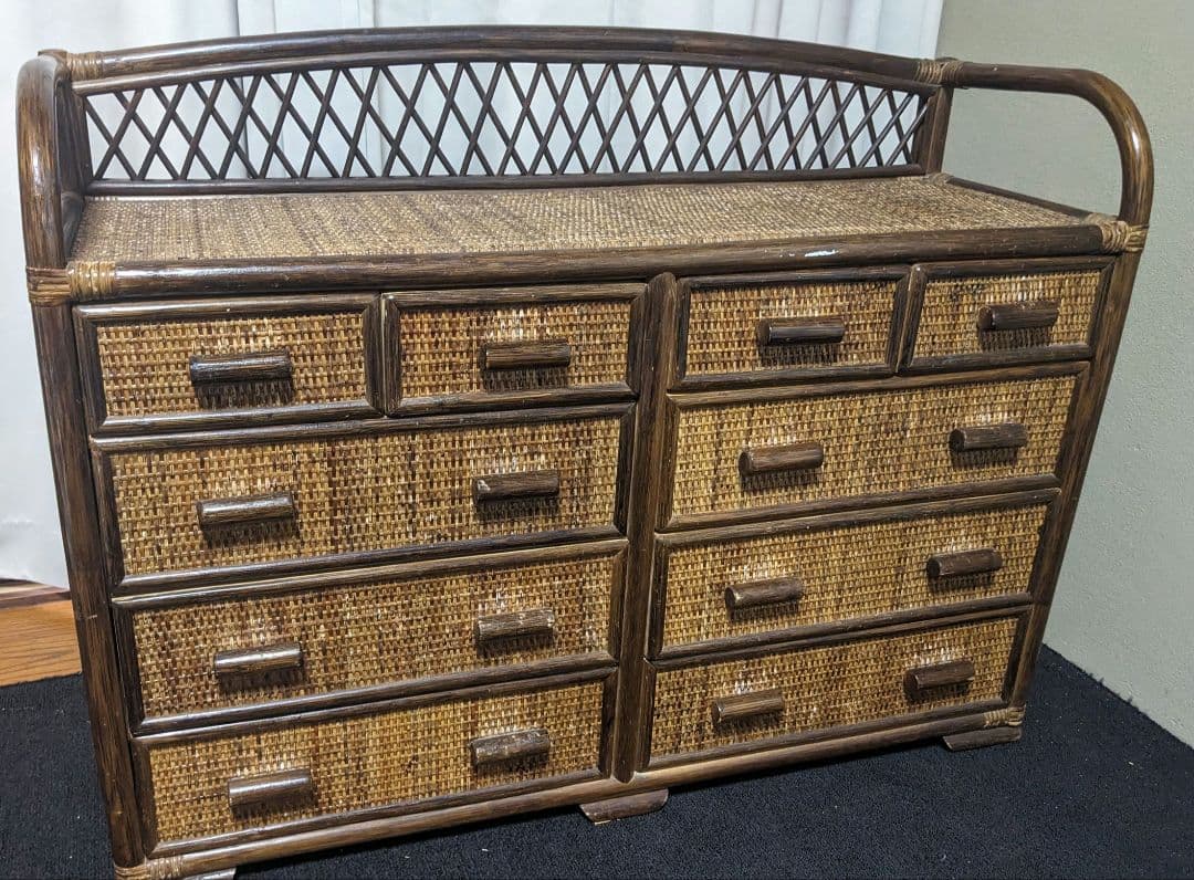 K.F.C★希少 アンティーク 藤製　棚　タンス 収納家具