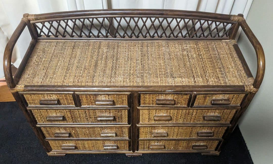 K.F.C★希少 アンティーク 藤製　棚　タンス 収納家具