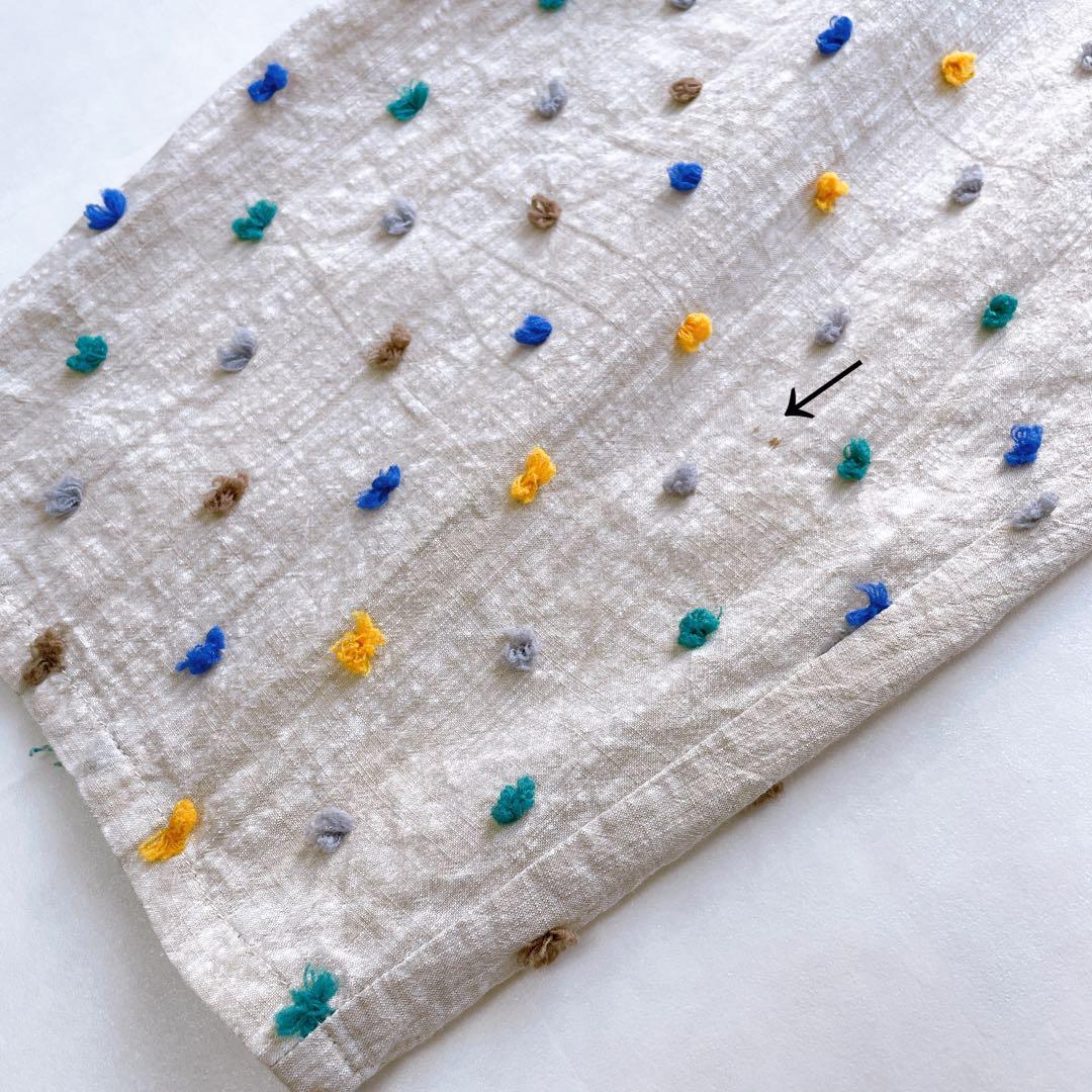 日本製✨エムアンドキョウコ 刺繍パンツ ドット 佐藤繊維 コットン ベージュ S