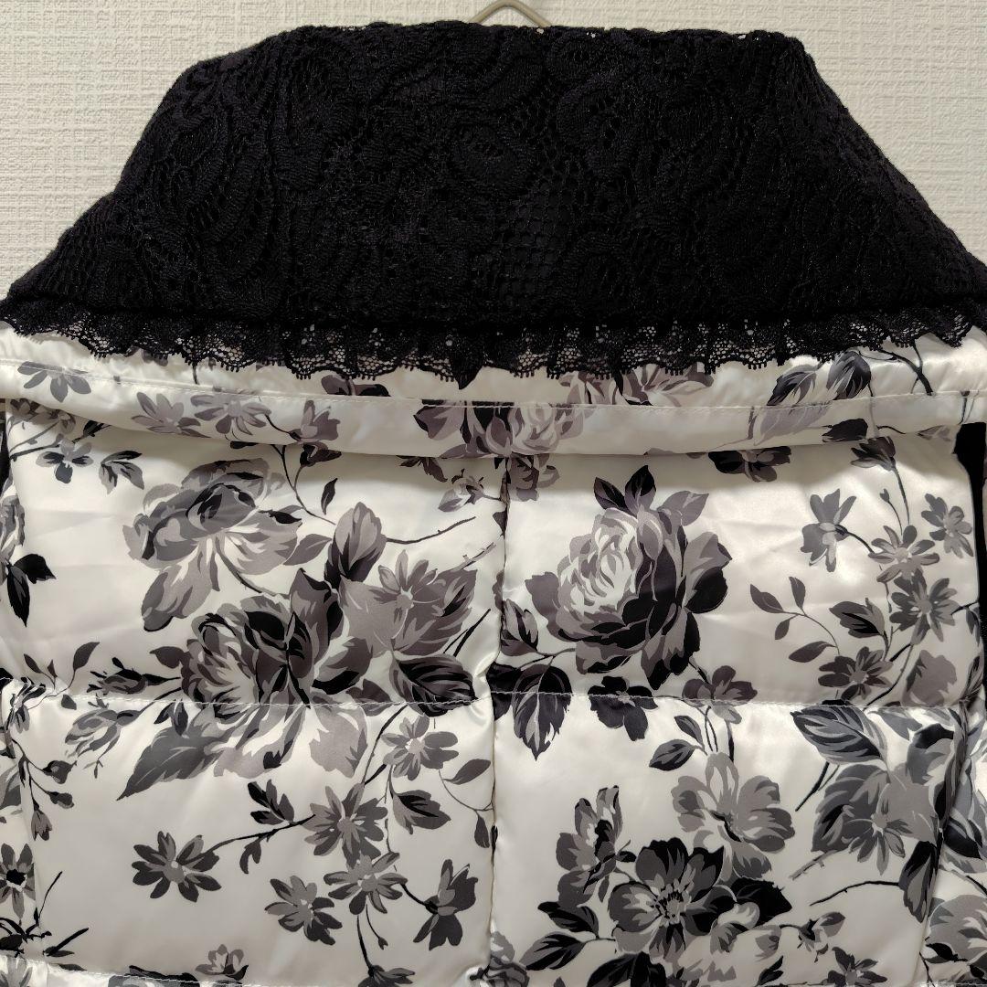 ◆美品◆　スーパービューティー　花柄　ダウンベスト　襟元レース　42