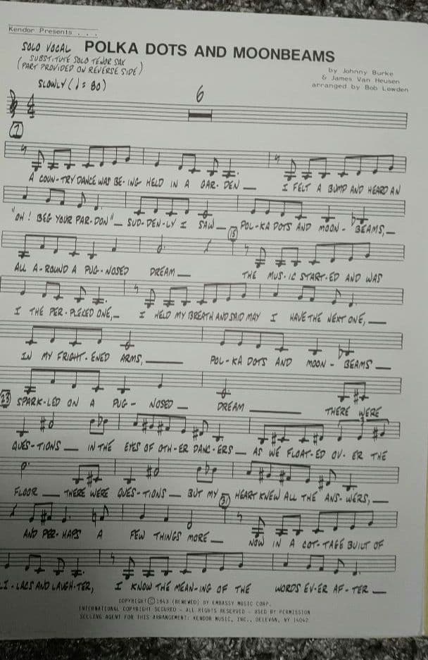 ボーカル　ビッグバンド譜面：POLKA DOTS AND MOONBEAMS