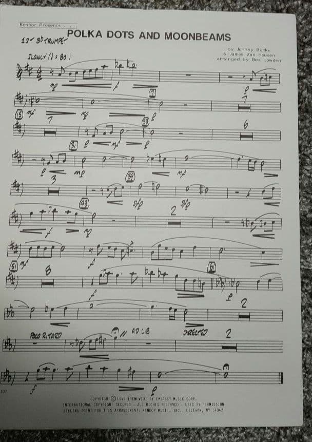 ボーカル　ビッグバンド譜面：POLKA DOTS AND MOONBEAMS