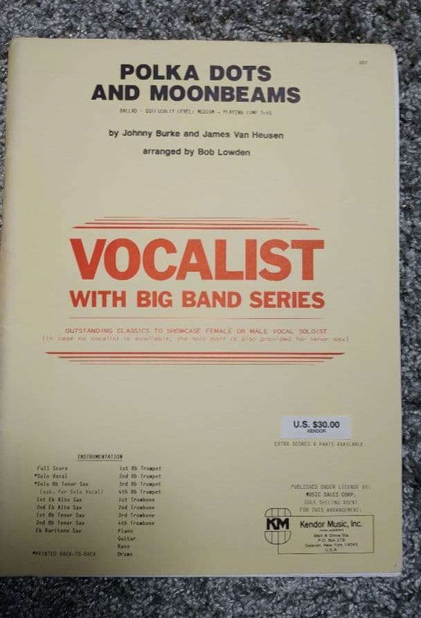 ボーカル　ビッグバンド譜面：POLKA DOTS AND MOONBEAMS