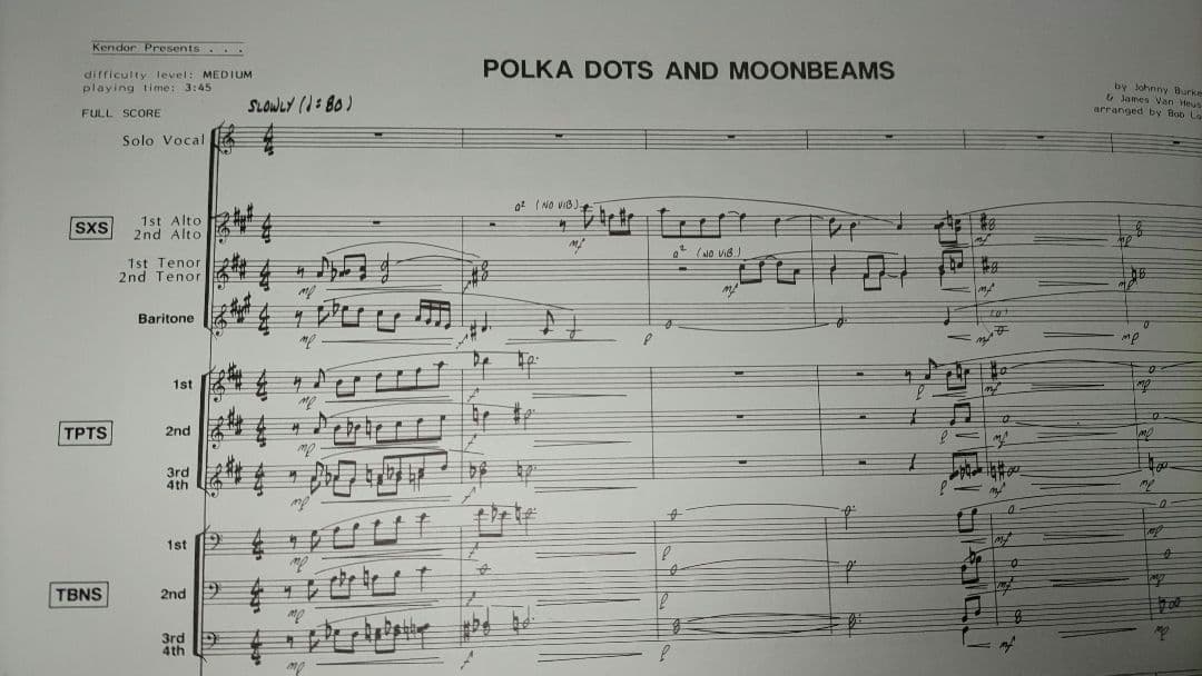 ボーカル　ビッグバンド譜面：POLKA DOTS AND MOONBEAMS