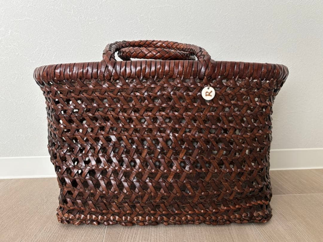 45R レザーカゴ編みバック