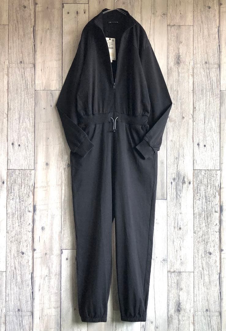 未使用　ZARA ザラ　オールインワン　つなぎ　ツナキ　ジャンプスーツ　黒　切替