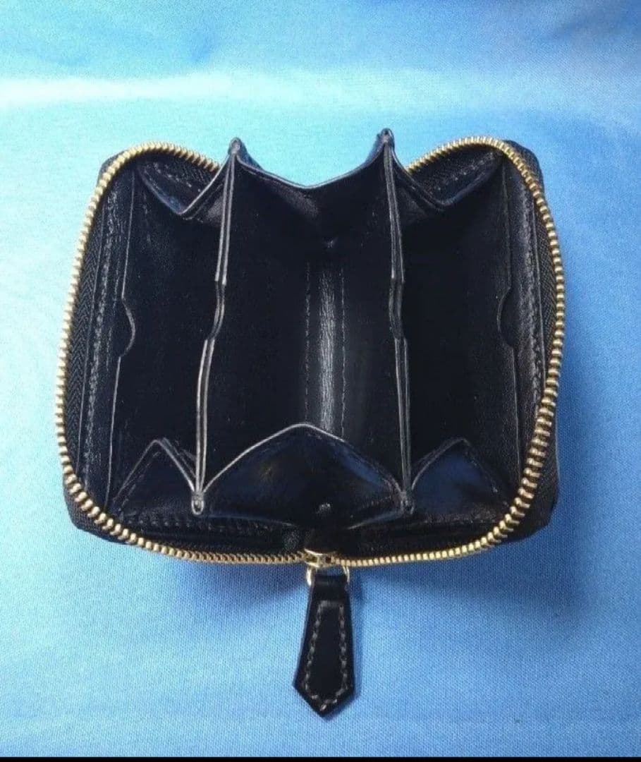 レザークラフト コードバン★HG 使い易いコンパクト小銭入れ 黒色【写真現品】