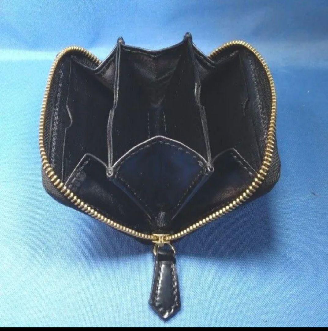 レザークラフト コードバン★HG 使い易いコンパクト小銭入れ 黒色【写真現品】