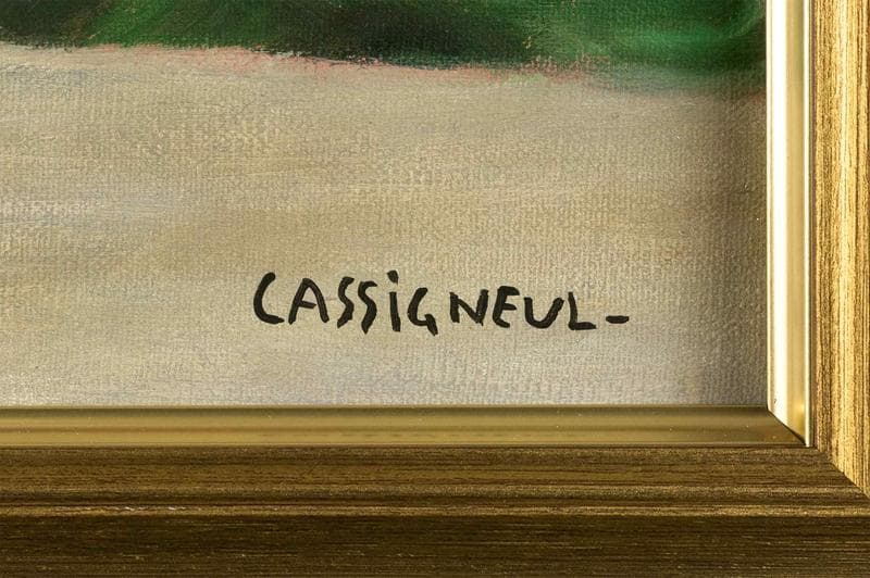 カシニョール　油彩　肉筆『婦人像』表と裏サイン　鑑定書　F8号　額装　b810