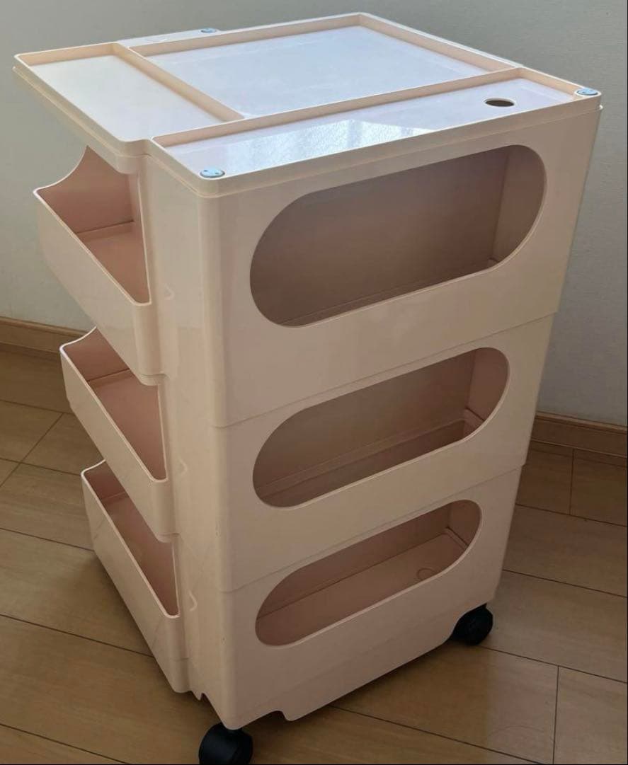 ボビーワゴン　3段3トレー　ピンク