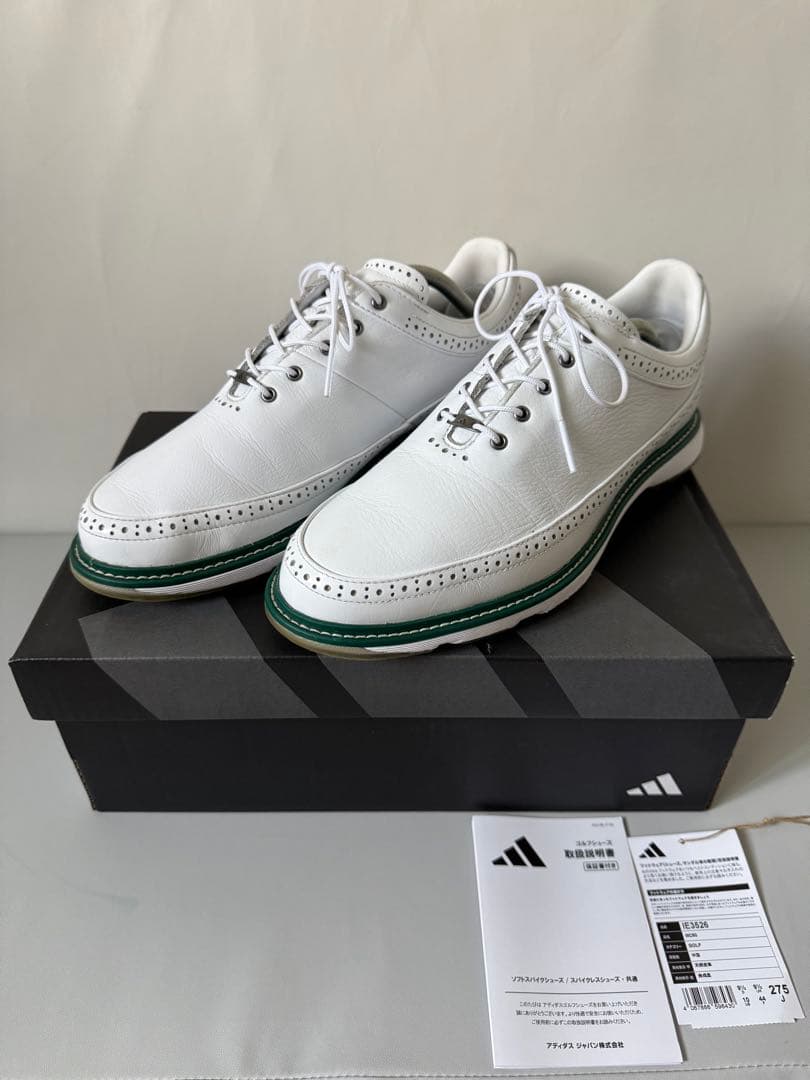 【インソール未使用】adidas golf MC80 スパイクレスシューズ白/緑
