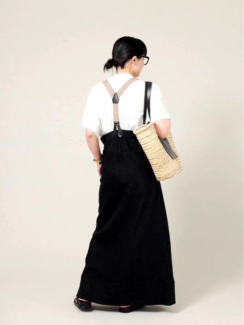 curensolovyリネンサスペンダースカート