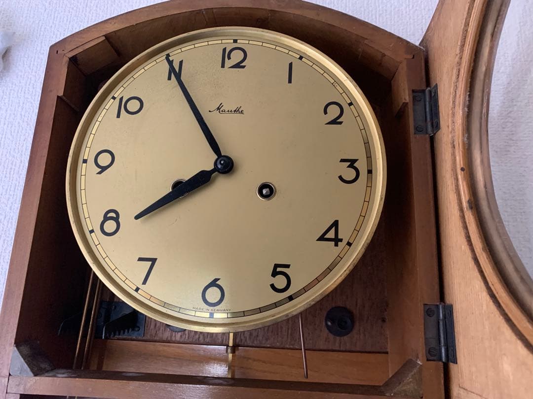 振り子時計Mauthe アンティーク時計 木製 2連打ち壁掛け古時計レトロ