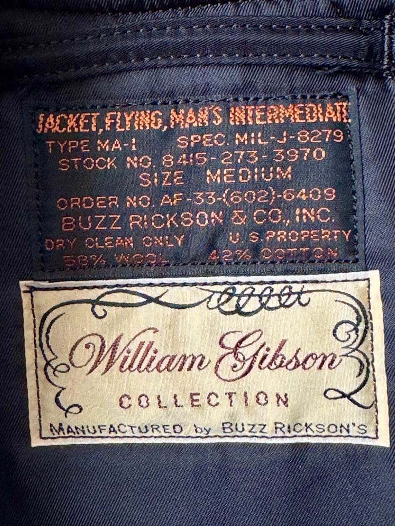 バズリクソンズ MA-1 ウィリアムギブソン BR15414 サイズM