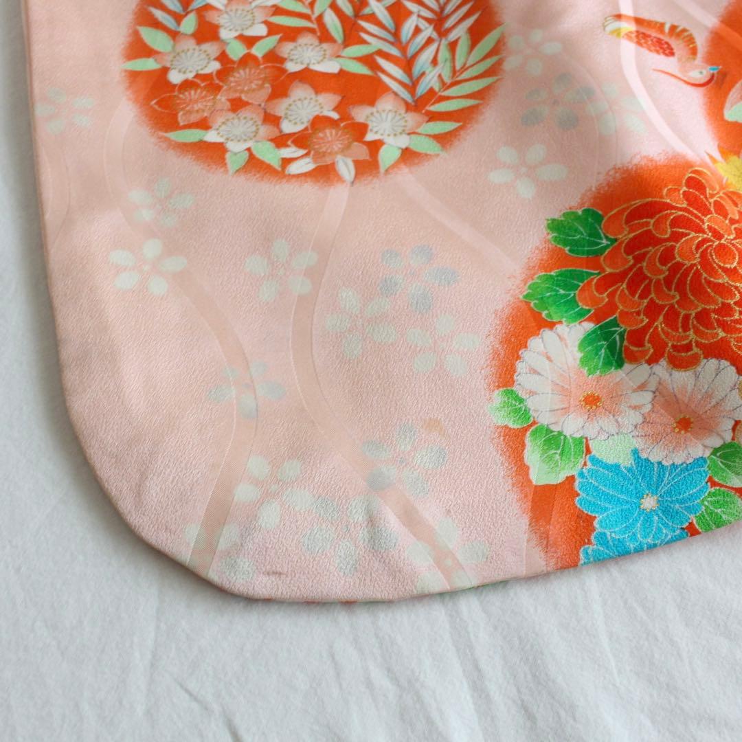 七五三 7歳 女の子 子供 正絹 ピンク 着物 つくり帯 セット