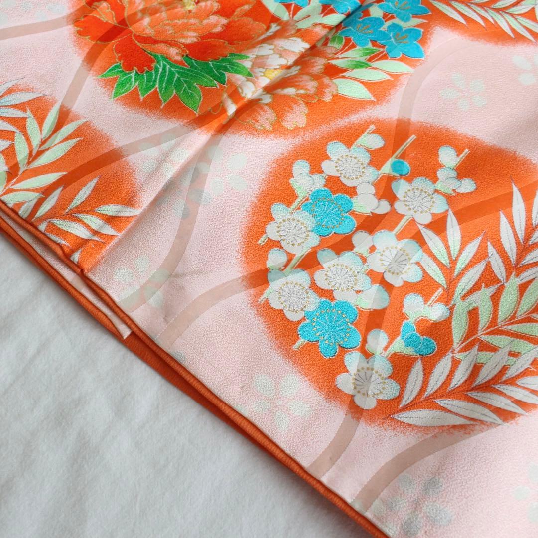 七五三 7歳 女の子 子供 正絹 ピンク 着物 つくり帯 セット