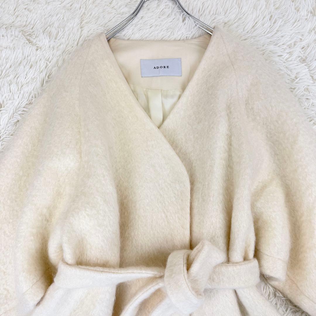 未使用級 新品タグ付き 定価12万 ADORE アドーア シャギーモヘアコート