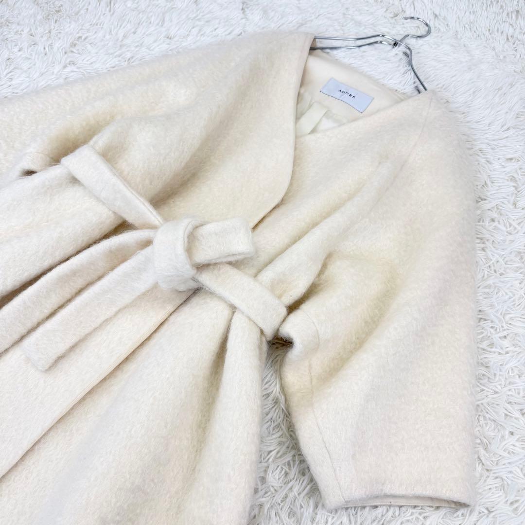未使用級 新品タグ付き 定価12万 ADORE アドーア シャギーモヘアコート