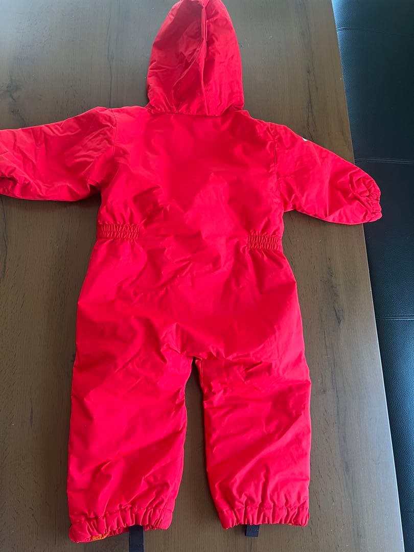 montbell 赤 フード付ベビージャンプスーツ80cm