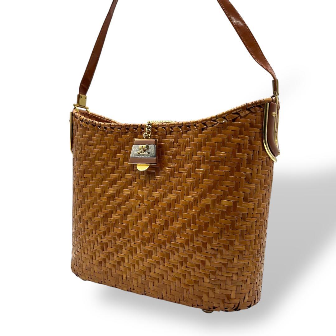 良品 1091 クレージュ カゴバッグ ワンショルダーバッグ ブラウン