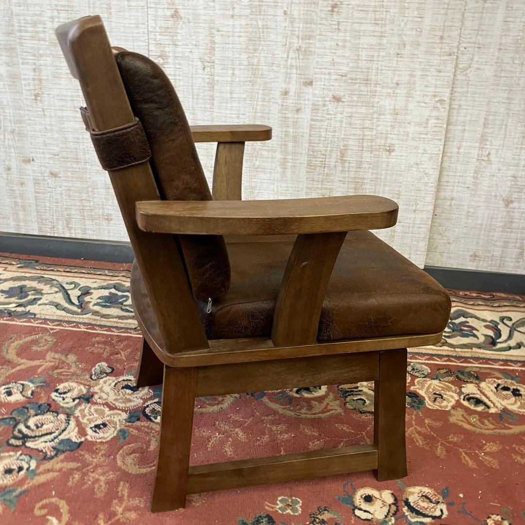 ② 北欧レトロ 上久商店 大川家具 ノゾミ 回転式 天然木製椅子 アームチェア