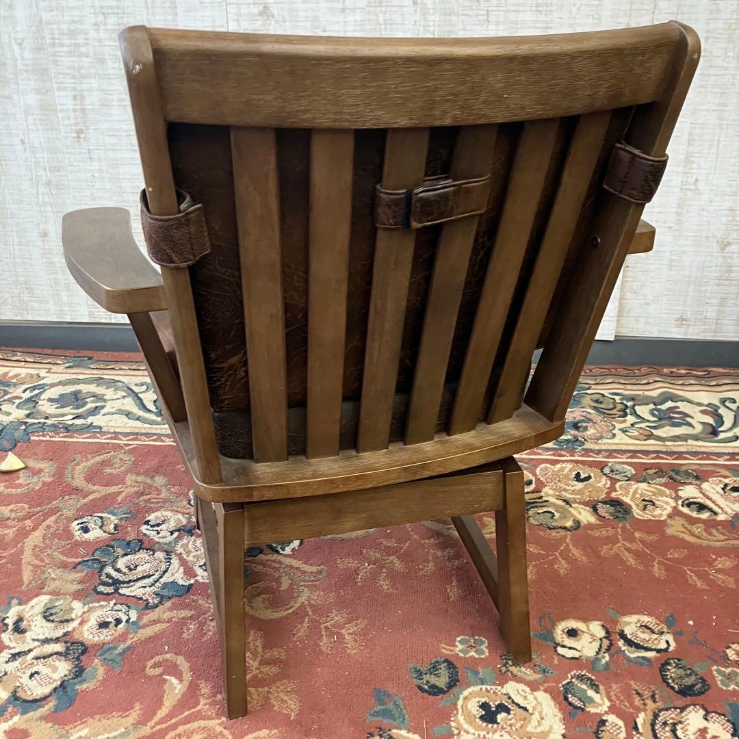 ② 北欧レトロ 上久商店 大川家具 ノゾミ 回転式 天然木製椅子 アームチェア