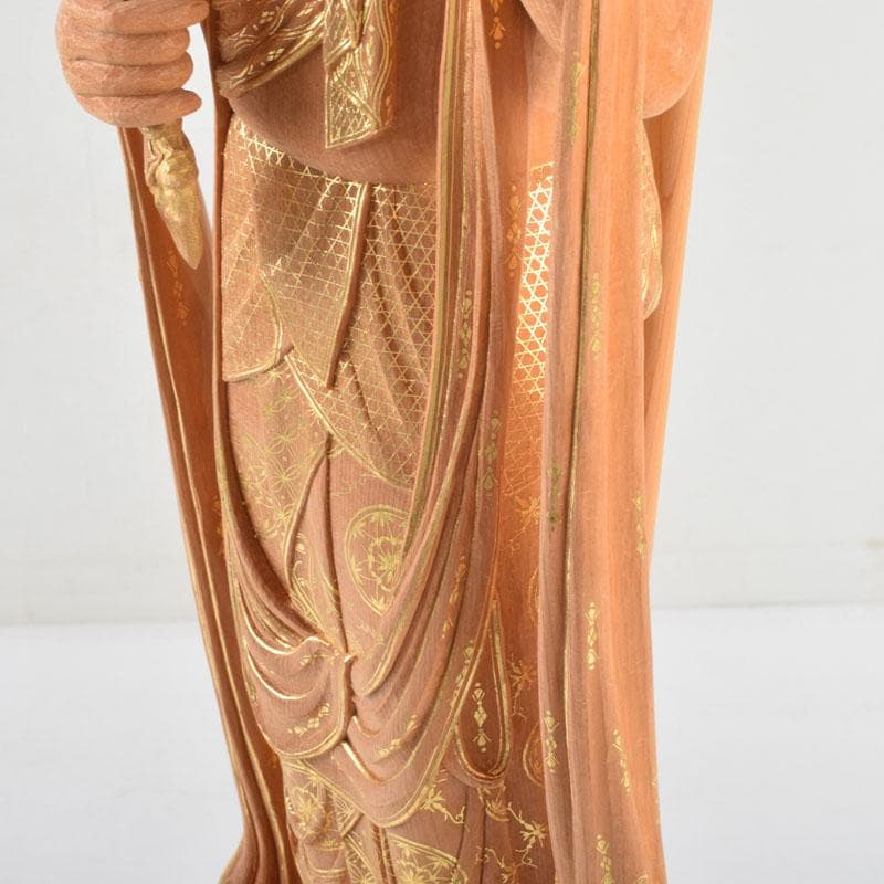 江戸　仏教美術　佛師聖峰造彩色木彫虚空蔵菩薩立像　共箱　M　8933A