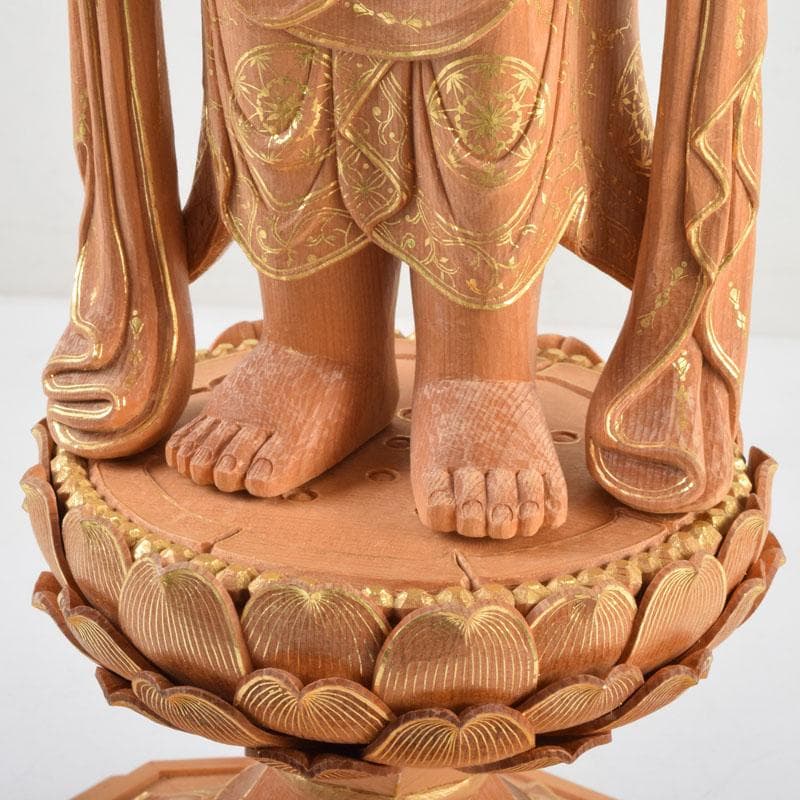 江戸　仏教美術　佛師聖峰造彩色木彫虚空蔵菩薩立像　共箱　M　8933A