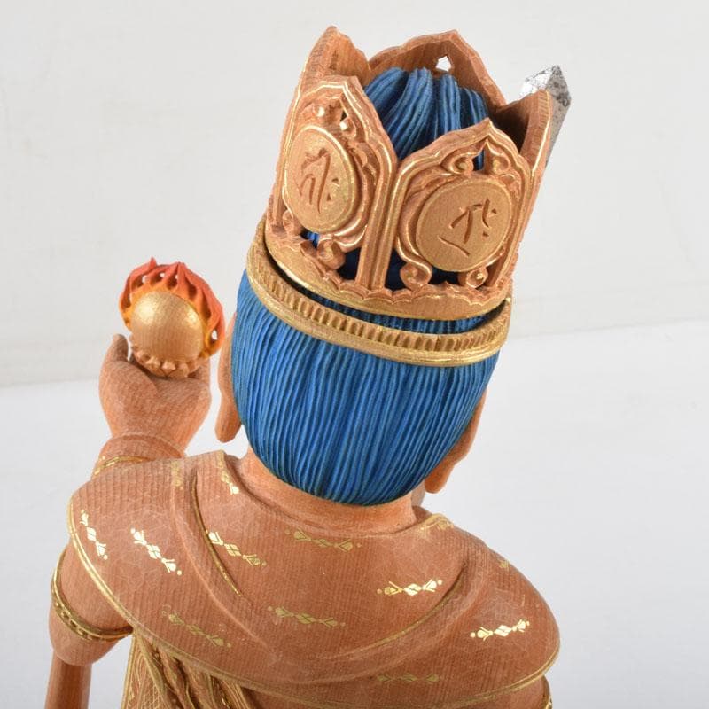 江戸　仏教美術　佛師聖峰造彩色木彫虚空蔵菩薩立像　共箱　M　8933A