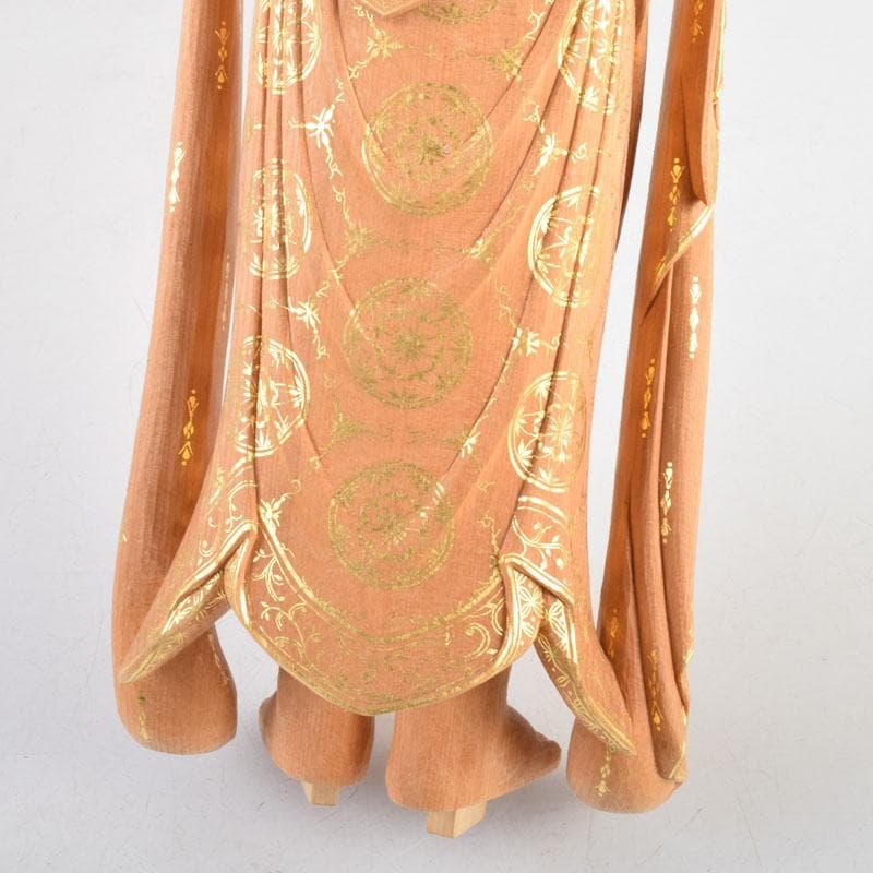 江戸　仏教美術　佛師聖峰造彩色木彫虚空蔵菩薩立像　共箱　M　8933A