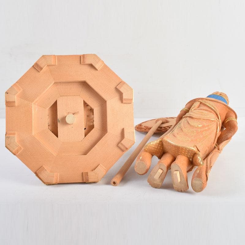 江戸　仏教美術　佛師聖峰造彩色木彫虚空蔵菩薩立像　共箱　M　8933A