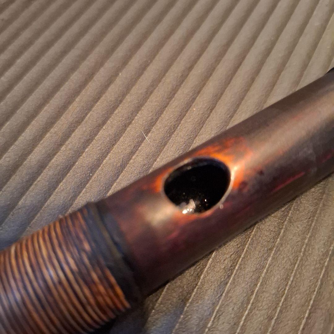 篠笛　古典調　7穴　五本調子　天地胴籐巻き　燻風仕上げ　超鐵仕様