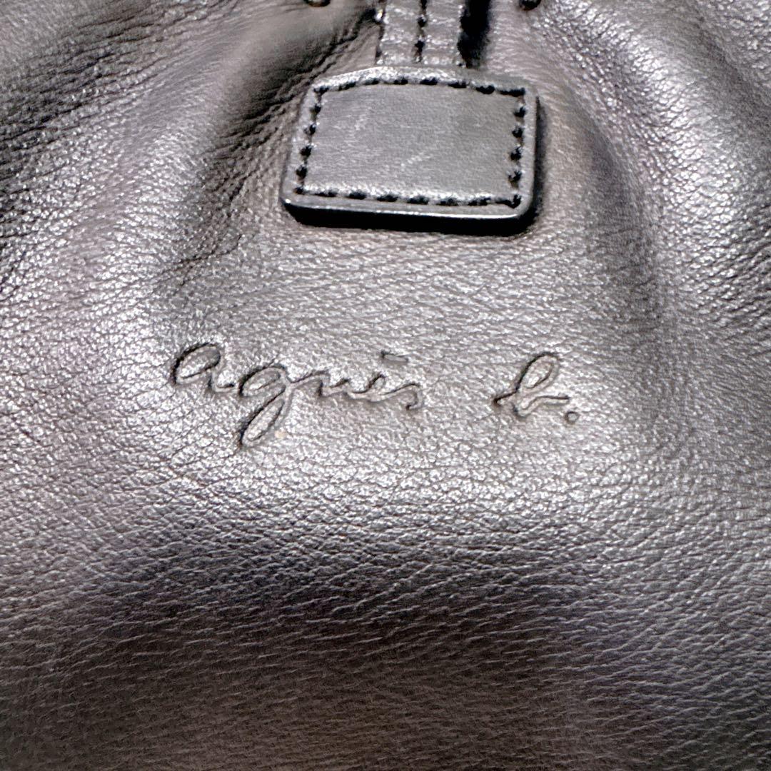 アニエスベー トートバッグ A4 ブラック ロゴ　本革　オールレザー スタッズ