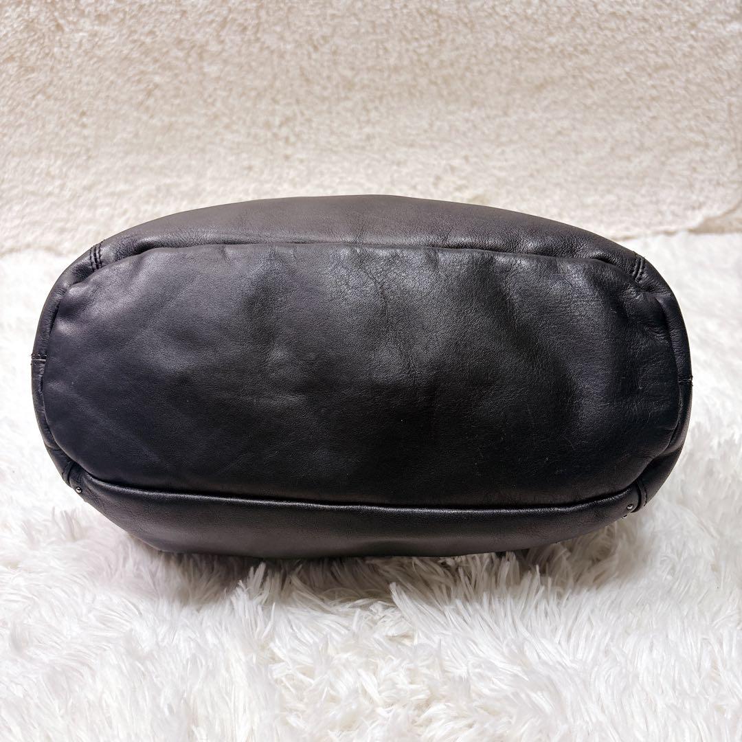 アニエスベー トートバッグ A4 ブラック ロゴ　本革　オールレザー スタッズ