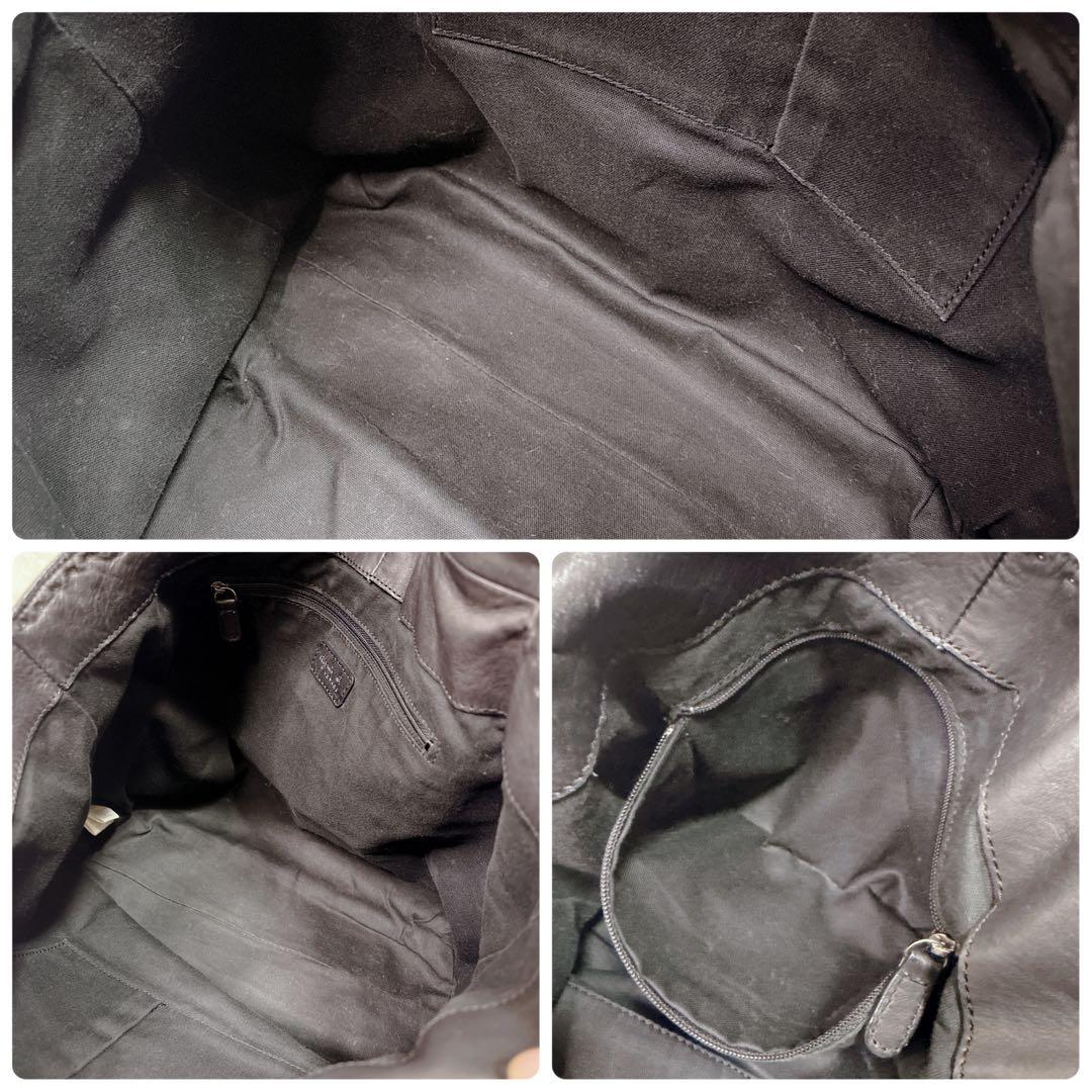 アニエスベー トートバッグ A4 ブラック ロゴ　本革　オールレザー スタッズ