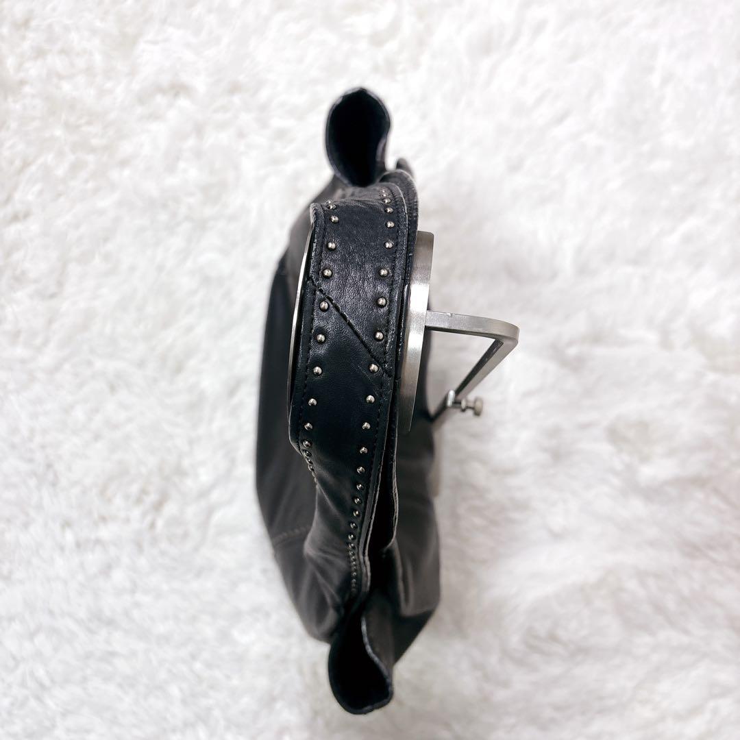 アニエスベー トートバッグ A4 ブラック ロゴ　本革　オールレザー スタッズ