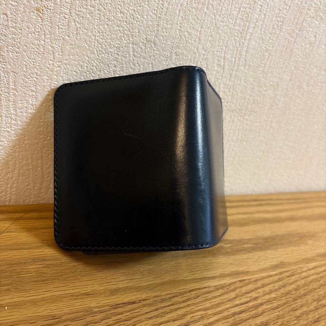 最終値下げ　コードバン　折り財布　ネイビー