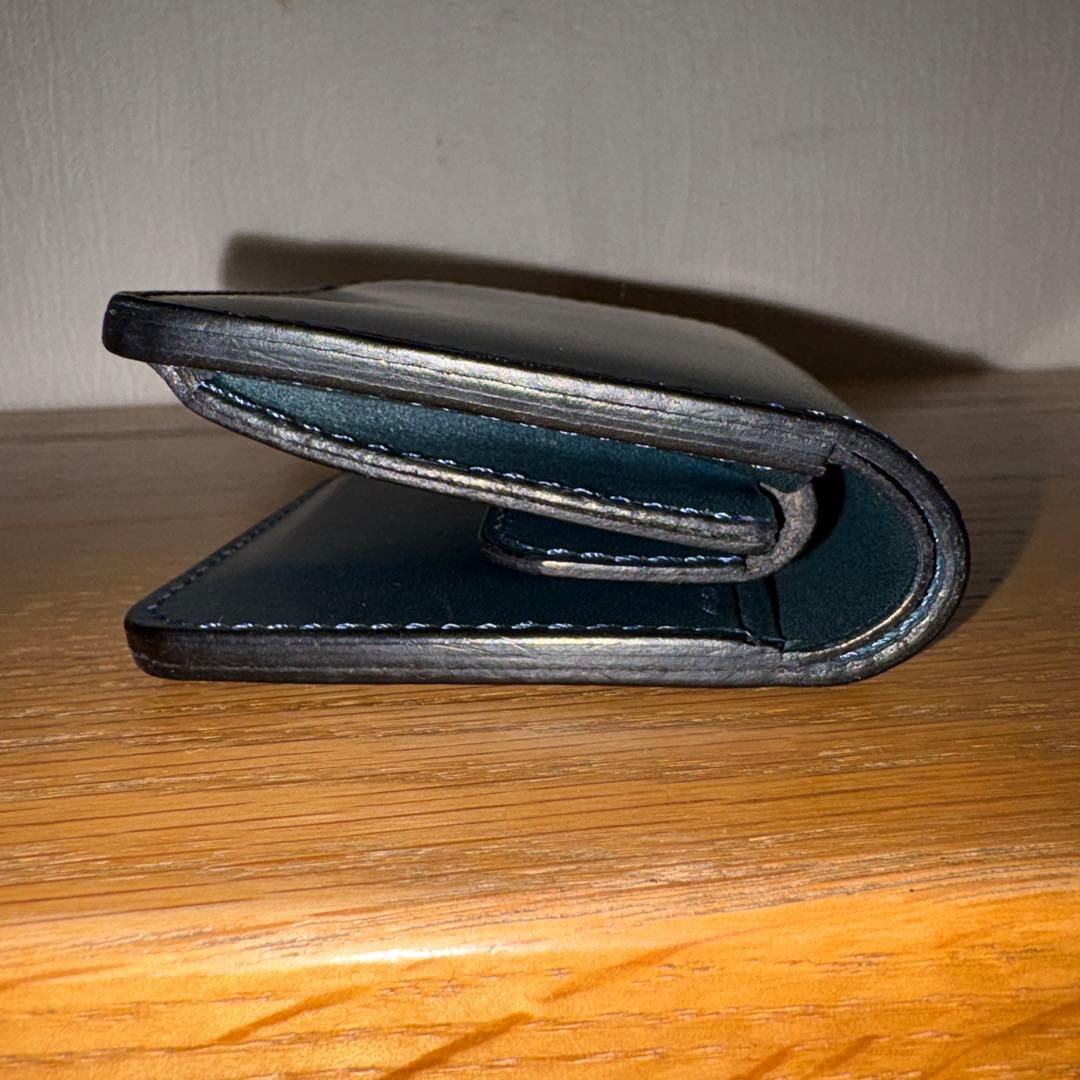 最終値下げ　コードバン　折り財布　ネイビー