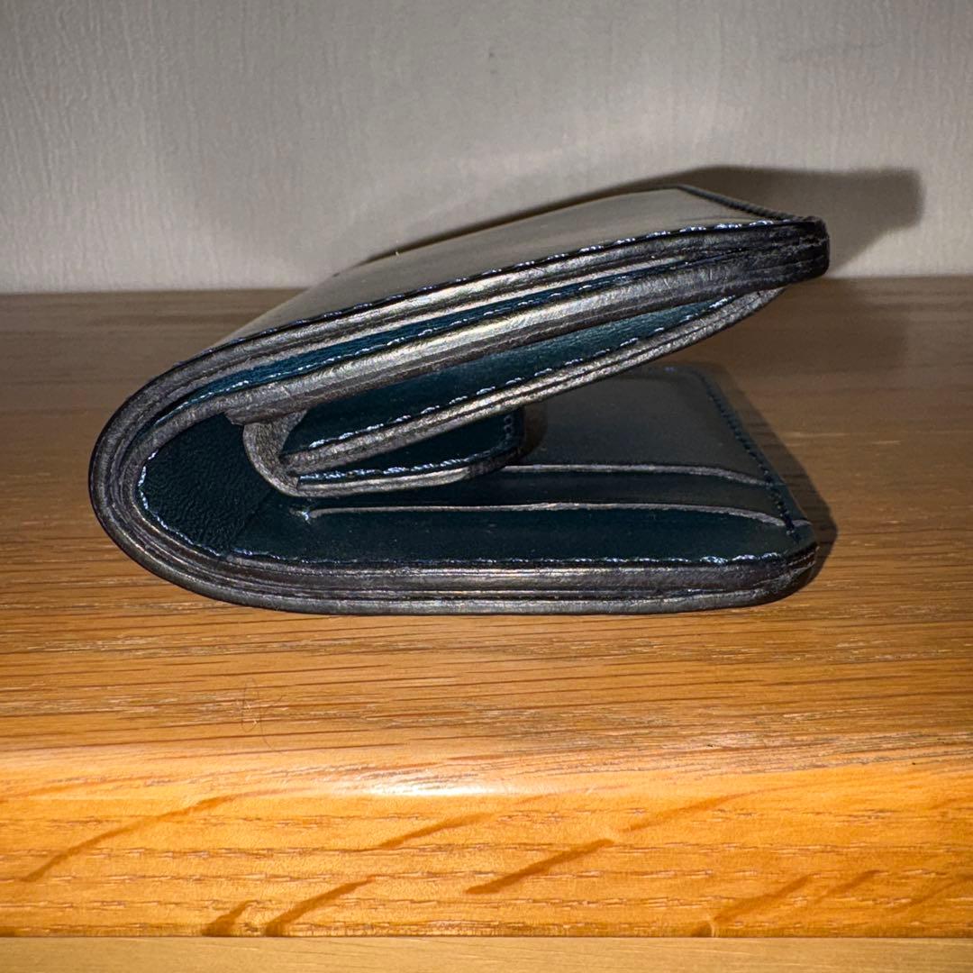 最終値下げ　コードバン　折り財布　ネイビー