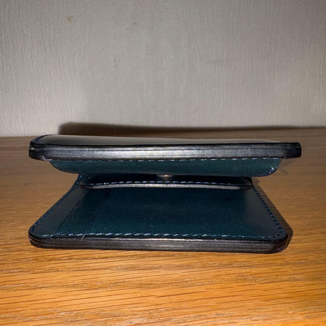 最終値下げ　コードバン　折り財布　ネイビー