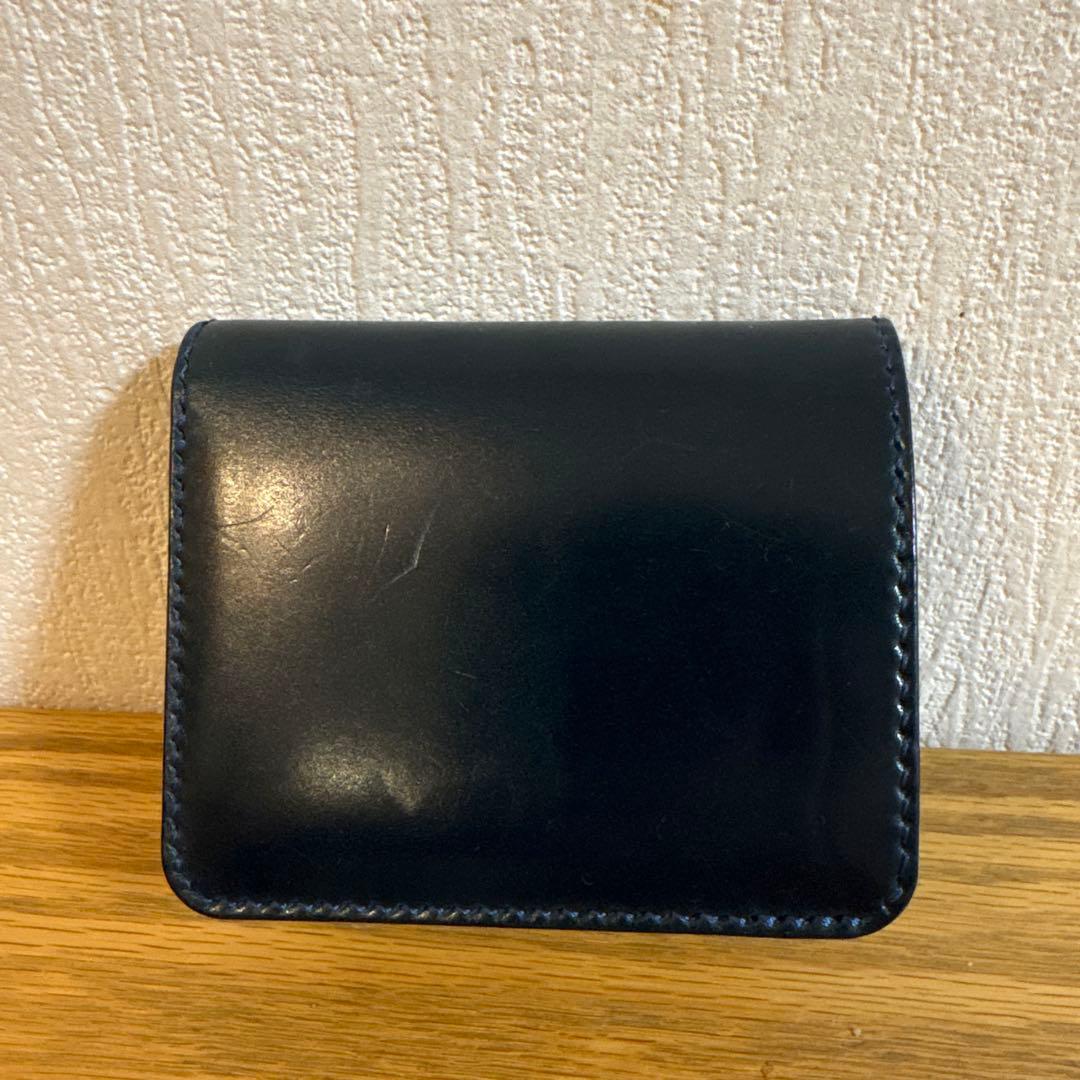 最終値下げ　コードバン　折り財布　ネイビー