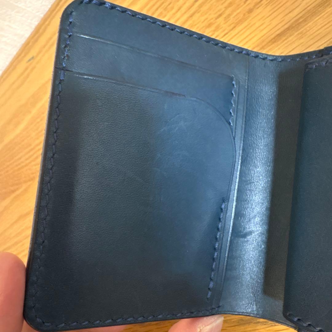 最終値下げ　コードバン　折り財布　ネイビー
